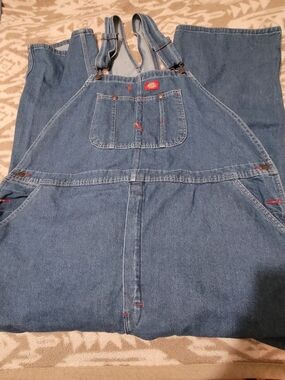 Dickies Blue Relaxed-Fit Denim Overalls with Front Pouch